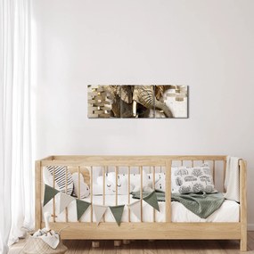 Kép - Egy elefánt áttör a falon (órával) (90x30 cm)