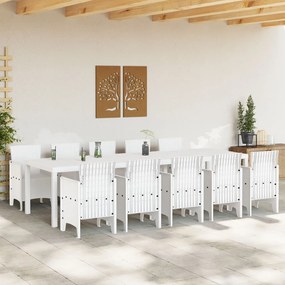 11 Darabos Kert Étkezőszett Fehér Poli Rattan, Kert Asztal Fehér 150x100x73 cm Poli Rattan, Kert Székek 2 db Fehér Poli Rattan, Kert Székek 4 db Fehér Poli Rattan