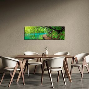 Kép - Plitvicei-tavak (órával) (90x30 cm)