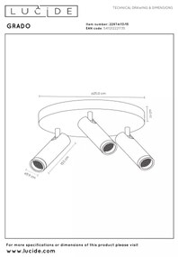 Lucide 22974/13/15 - GRADO spotlámpa 3xGU10/12W/230V barna/fekete