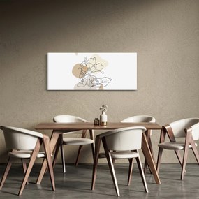 Kép - Bézs virágok pillangóval N⁰1 (120x50 cm)