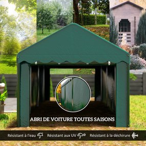 Outsunny Autóbeálló Garázs Sátor 3 x 6m Kültéri Autós Menedék Tároló Sátor 2 Felhúzható Ajtóval, 200g PE Anyag, UV Ellenálló és Vízálló Autóbeálló Aut