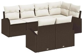 vidaXL Kerti Kanapé Szett Barna polirattan