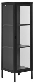 Brisbane keskeny vitrin, 1 üvegajtó, acél, fekete 40x35x140 cm