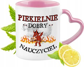 Pedagógus bögre Rózsaszín, Szív alakú füllel Kávé Ajándék