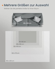 SONGMICS HOME szőnyeg, 61 x 92 cm, csúszásmentes nappali szőnyeg, szürke