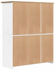 BODO fehér és barna tömör fenyőfa ruhásszekrény 146x53,5x173 cm