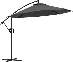 Outsunny Ø293 cm-es napernyő oldalsó talppal, napernyő kézi forgóval, dönthető, 8 bordás, függeszthető teraszernyő kültéri medencéhez, kerthez, erkély