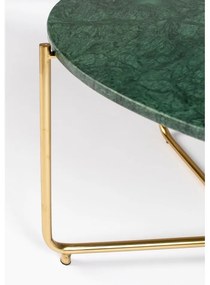 Zöld-aranyszínű kerek dohányzóasztal márvány asztallappal ø 70 cm Timpa – White Label