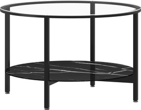 vidaXL fekete-fekete márvány edzett üveg dohányzóasztal 70 cm