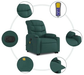 vidaXL sötétzöld szövet dönthető masszázs- és állófotel