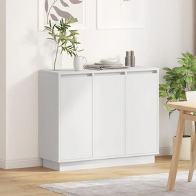 LED-es oldalpanel, fehér, 90x32x75 cm, mérnöki fa