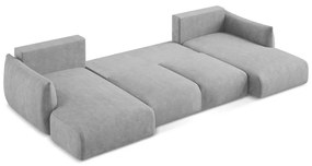 Világosszürke zsenília kinyitható sarokkanapé (U alakú) Leila – Makamii