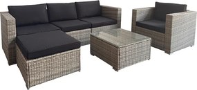 Avenberg MONTE rattan sarokgarnitúra - szürke/fekete