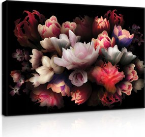 Vászonkép 70x50 Finom virágok sötét háttér kontraszt fénycsokor