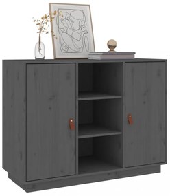 szürke tömör fenyőfa tálalószekrény 100 x 40 x 75 cm