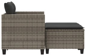 2 személyes szürke polyrattan kerti kanapé zsámolyokkal