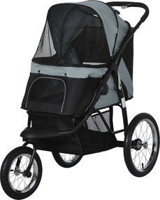 PawHut Kutya Kocsi Kutya Babakocsi Összecsukható Kutyák és Macskák Számára 20 kg-ig, Macska Kocsi Minden Terepre Kialakított Gumi Kerekekkel, Párnázot