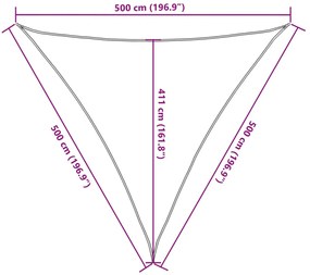 HDPE háromszögű napvitorla 5x5x5 m bézs