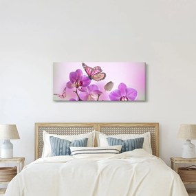 Kép - Pillangó orchidea virágon, lila (120x50 cm)