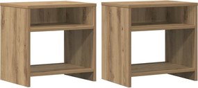 vidaXL 2 db kézműves tölgy színű szerelt fa éjjeliszekrény 40x30x40 cm
