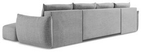 Világosszürke kinyitható sarokkanapé (U alakú) Leila – Makamii