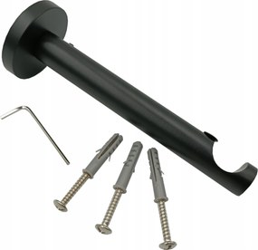 Függönykarnis tartó 19mm szimpla Fém Fekete Matt