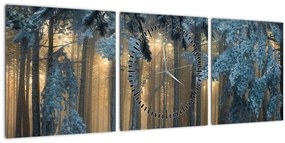 A havas erdő képe (órával) (90x30 cm)