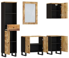 5 részes tömör mangófa fürdőszobai bútorszett