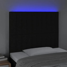 fekete szövet LED-es fejtámla 100x5x118/128 cm