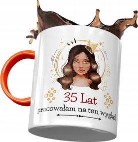 Narancssárga bögre Születésnapra 35 35-es 35-ös, fényképes nyomattal