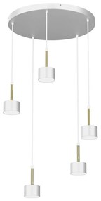 Csillár zsinóron ARENA 5xGX53/11W/230V fehér/arany