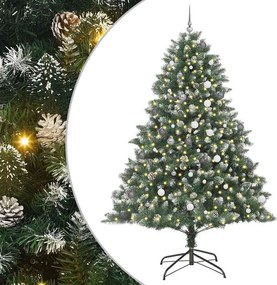 vidaXL Mű karácsonyfa 300 LED-del Zöld 240 cm PVC és Műanyag és Acél