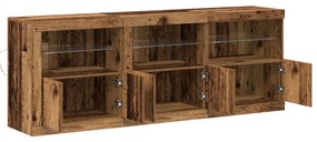 Oldaltálca LED világítással Régi fa 181,5x37x67 cm Mérnöki fa