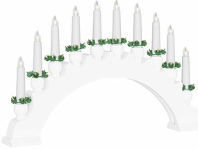Karácsonyi gyertyatartó ív 10 LED gyertyával Fehér