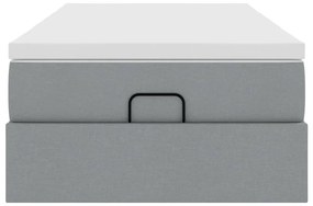 Ottomán ágykeret matraccal világosszürke 90x190cm szövet