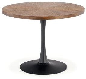Asztal Houston 894Dió, Fekete, 75cm, Közepes sűrűségű farostlemez, Természetes fa furnér, Fém