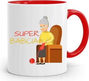 Piros Bögre Nagymamáknak Szuper Nagymama nyomott mintával