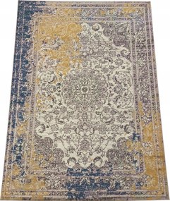 Retro glamour szőnyeg kék-sárga fríz 80x150