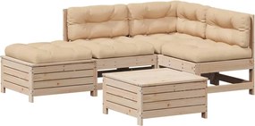 vidaXL 5 részes tömör fenyőfa kerti ülőgarnitúra párnával