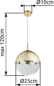 Globo 15856 Függeszték, metál arany, üveg átlátszó,arany, ø: 250, Foglalat típusa:1xE27 60W 230V