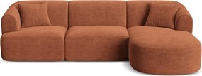 Terrakotta színű kordbársony sarokkanapé (jobb oldali-heverő résszel) Campi – Cosmopolitan Design