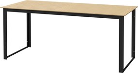 Outsunny Kerti Asztal Fém 175x78 cm Időjárásálló Erkélyasztal Fa Hatással, Rácsos Dizájnú Büféasztal, Fesztivál Asztal 6 Személyre, Kerti, Teraszi Étk