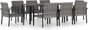vidaXL 9 részes szürke polyrattan kerti étkezőgarnitúra