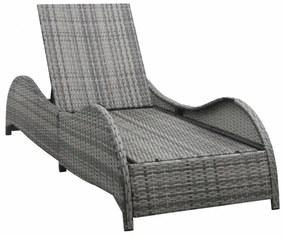 antracitszürke polyrattan napozóágy párnával