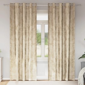Függöny függönyökkel 2 pcs Krém 245 x 140 cm Bársony