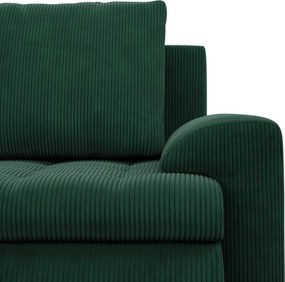 Tokio U sarokkanapé, 3 ágyneműtartóval, kordbársony, jobboldali, zöld