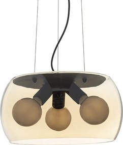 RENDL AMANDA závěsná matná černá jantarové sklo 230V LED E27 3x15W