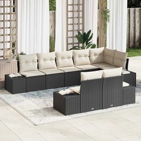 Kerti Kanapé Szett 8 pcs Fekete és krémszínű 319 x 154 x 85 cm