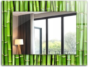 Dekoratív fali tükör nyomott mintás dekor 80x60 cm Zöld bambusz szárak